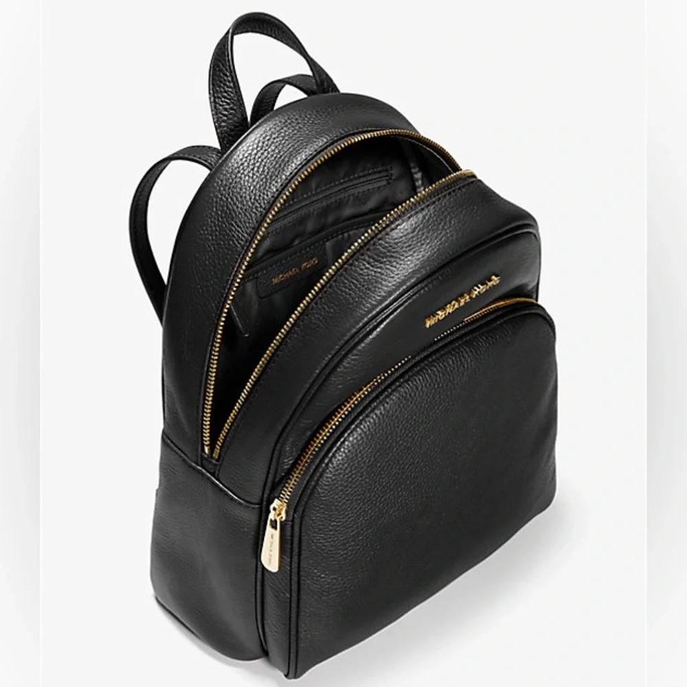 Michael Kors Abbey Medium Pebbled Leather Backpack Black